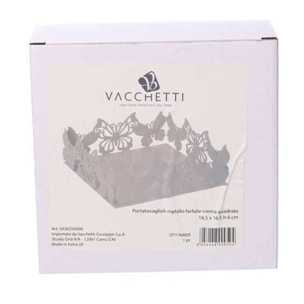 Portatovaglioli in metallo farfalla crema quadrato cm16,5x16,5h6