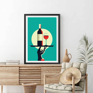 Affiche cuisine Verre de vin à la Française Affiche sous cadre noir