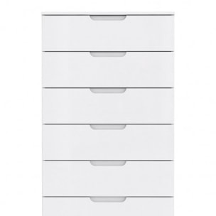 Chiffonnier commode blanc laqué 6 tiroirs - SIENNA