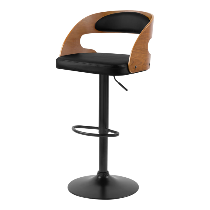 Chaise de bar réglable 62/84 cm en cuir synthétique noir - Louis