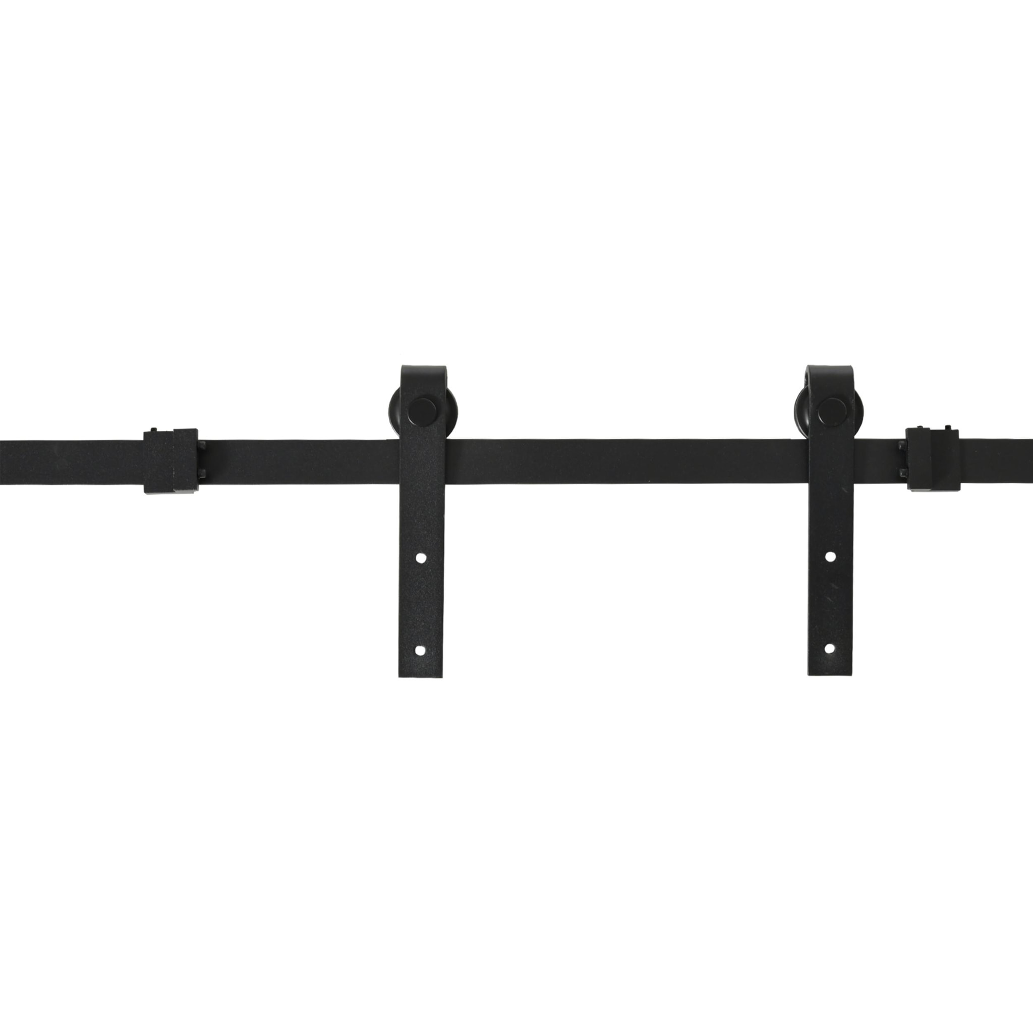 Herraje para Puerta Corredera 200 cm Kit de Accesorios para Puerta Corrediza de Madera con 2 Rieles de Acero al Carbono Carga 40 kg 200x0,4x18 cm Negro