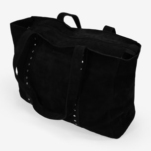Bolso de hombro negro serraje piel con tachas