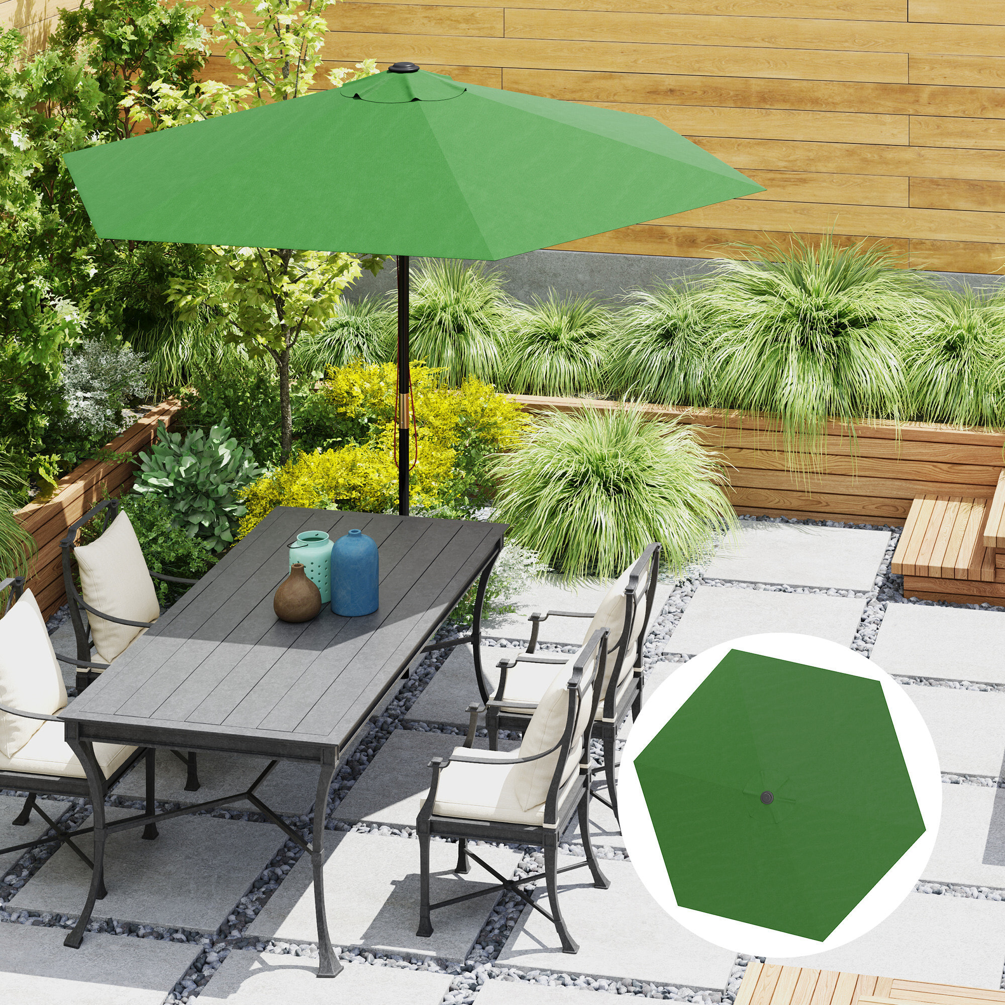 Toldo de Recambio de Sombrilla de 3 m Toldo de Repuesto para Sombrilla de Patio con Ventilación Superior Protección UV 30+ Cubierta de Repuesto para Parasol de Poliéster para Exteriores Verde