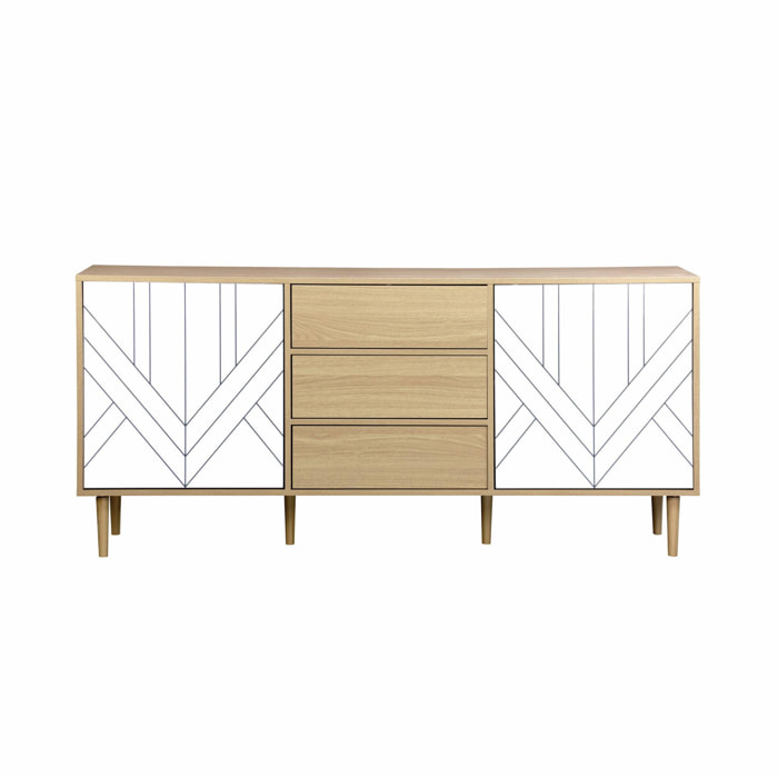 Buffet décor bois 2 portes 160cm MIKA