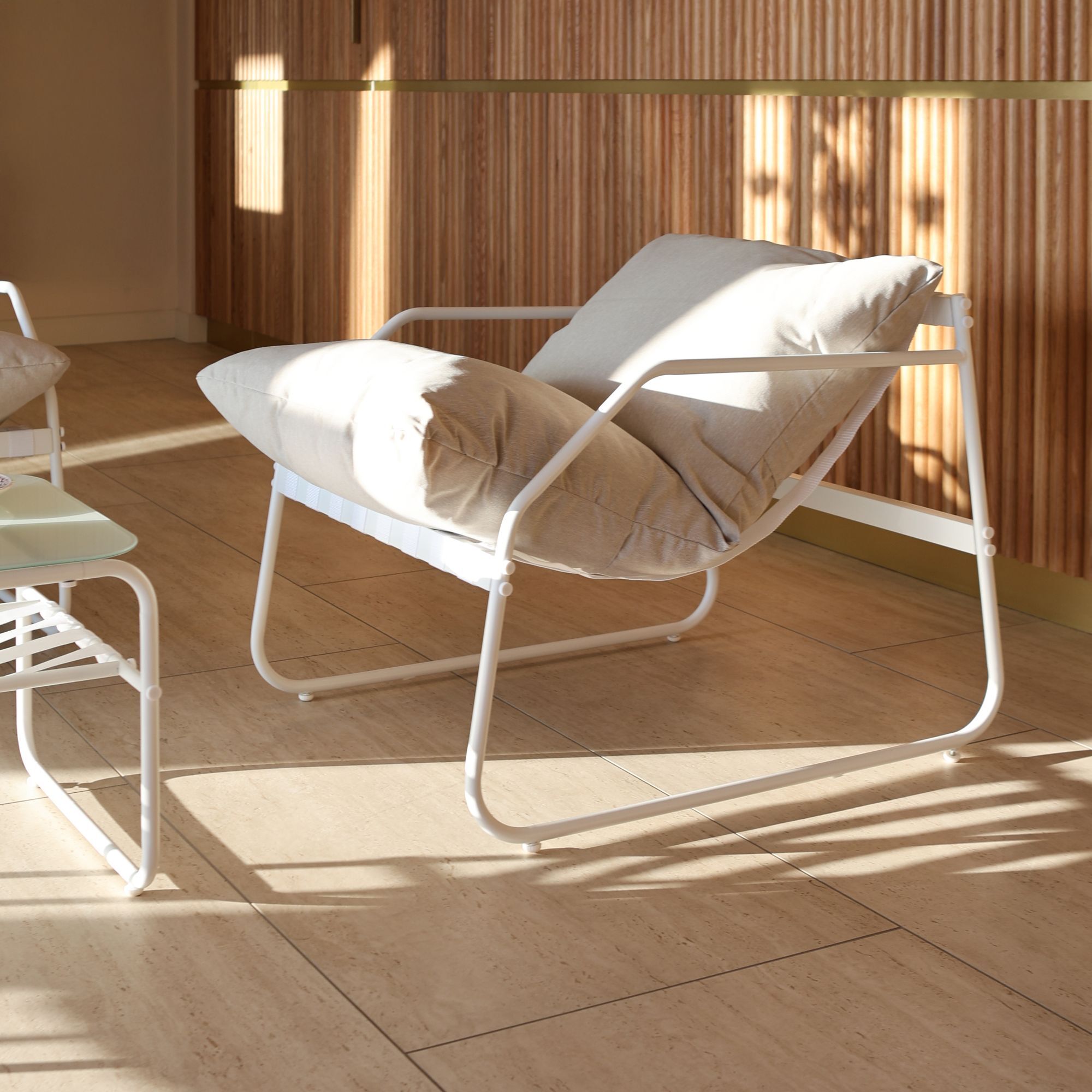 Salon de jardin blanc 4 places en acier   FLORENCE