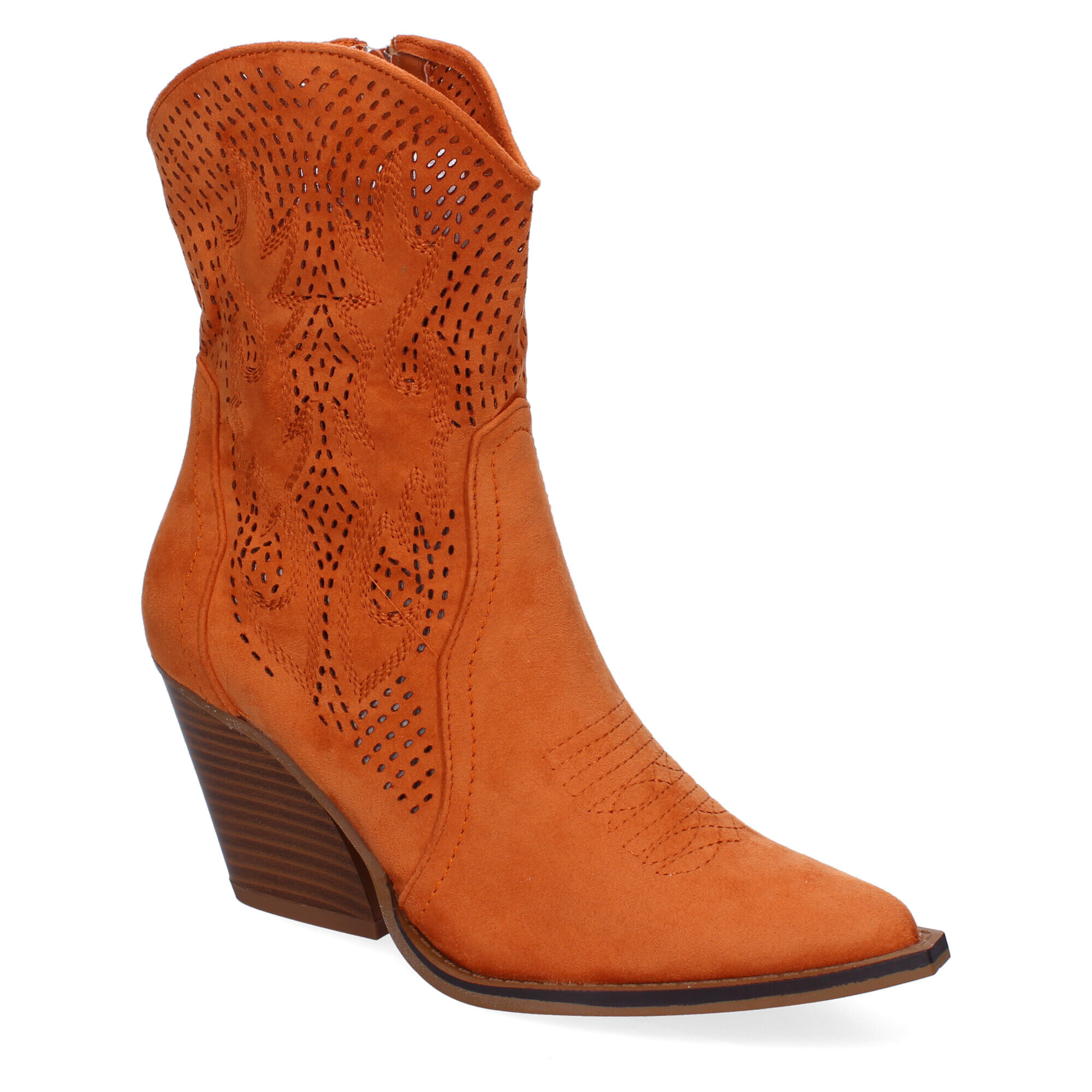 Botín Campero con Tacón, Cómodos, Diseño Calado con Bordado en Caña