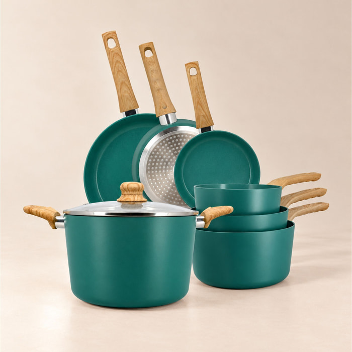 Batterie de cuisine 7 pièces en céramique bleu - tous feux COLORAMA
