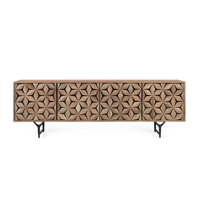 Mueble TV de Madera de Mango 177 Cm Estilo Contemporáneo Geométrico