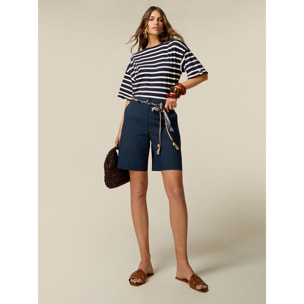 Oltre - Bermudas de gabardina mezcla de algodón - Azul