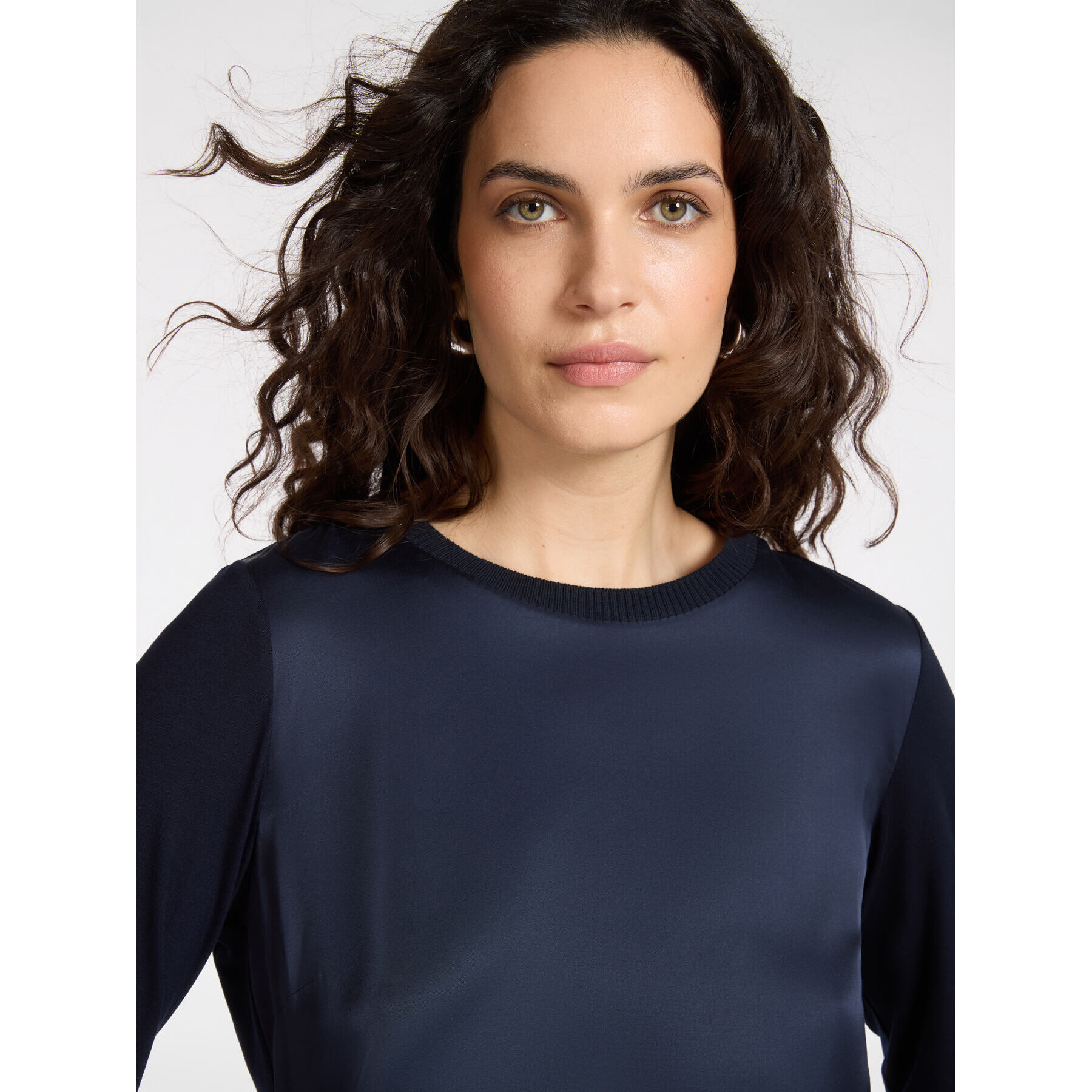 Elena Mirò - Camiseta en dos tejidos - Azul