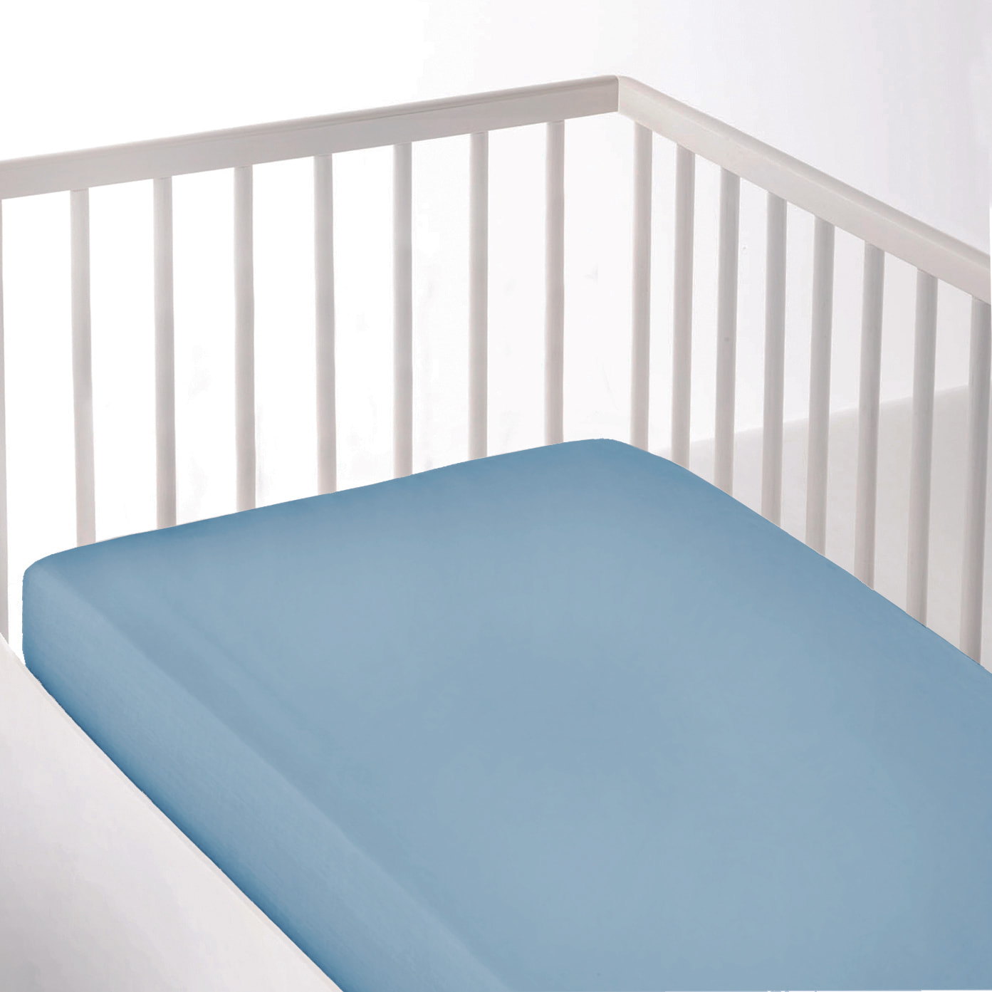 Sábana bajera Lisa - Ajustable - 100% Algodón - Cuna - Azul Mar
