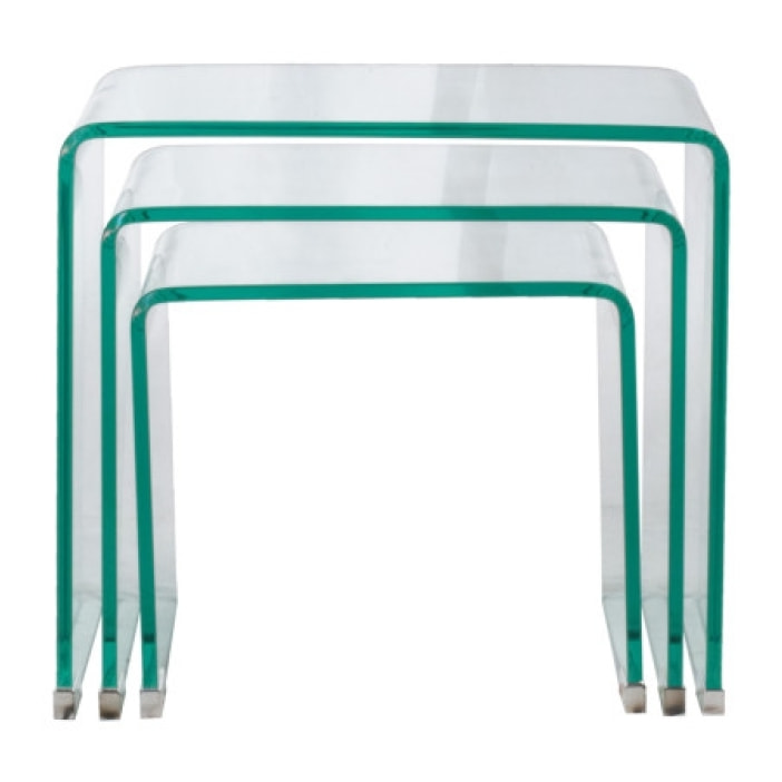 Set de 3 tables basses gigognes en verre trempé H.36cm - BENT