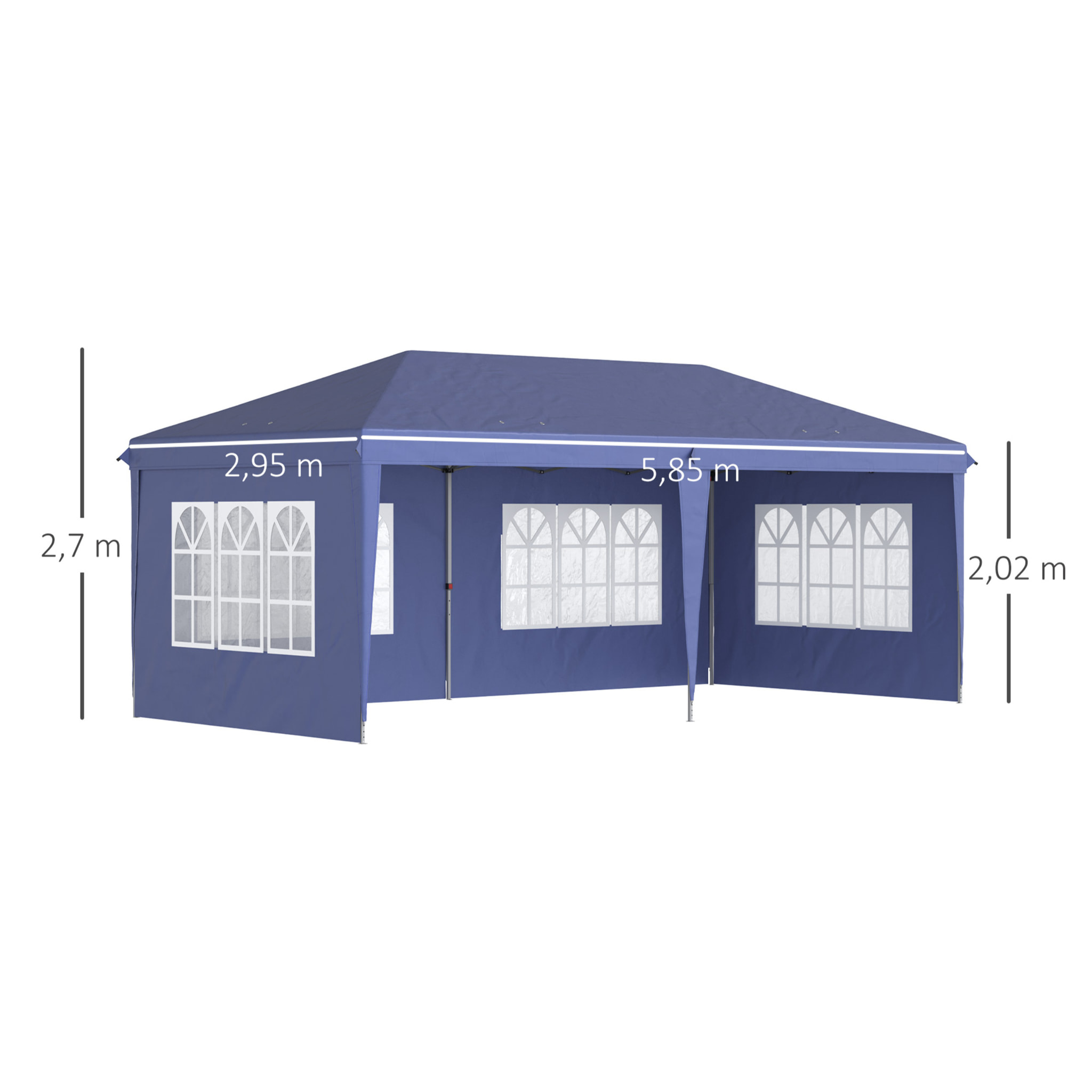 Conjunto de Carpa Incluye 1 Carpa Plegable 6x3 m Impermeable con 4 Laterales Desmontables y 2 Paredes Laterales 3x2 m para Carpa 3x3 m o 3x6 m Azul