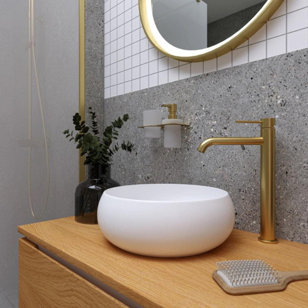 Aurum mitigeur lavabo inoxydable, à levier, sans vidage, or brossé SATBAUR285BG avec une garantie de 5 ans