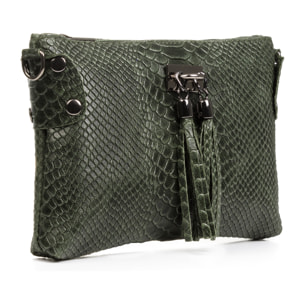 Savina Borsa a tracolla Donna.Pelle autentica Camoscio Inciso Serpente