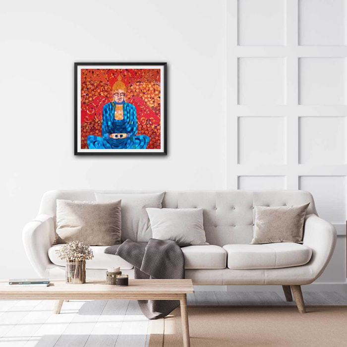 Affiche deco voyage en terre de bouddha Affiche + cadre en bois - Noir