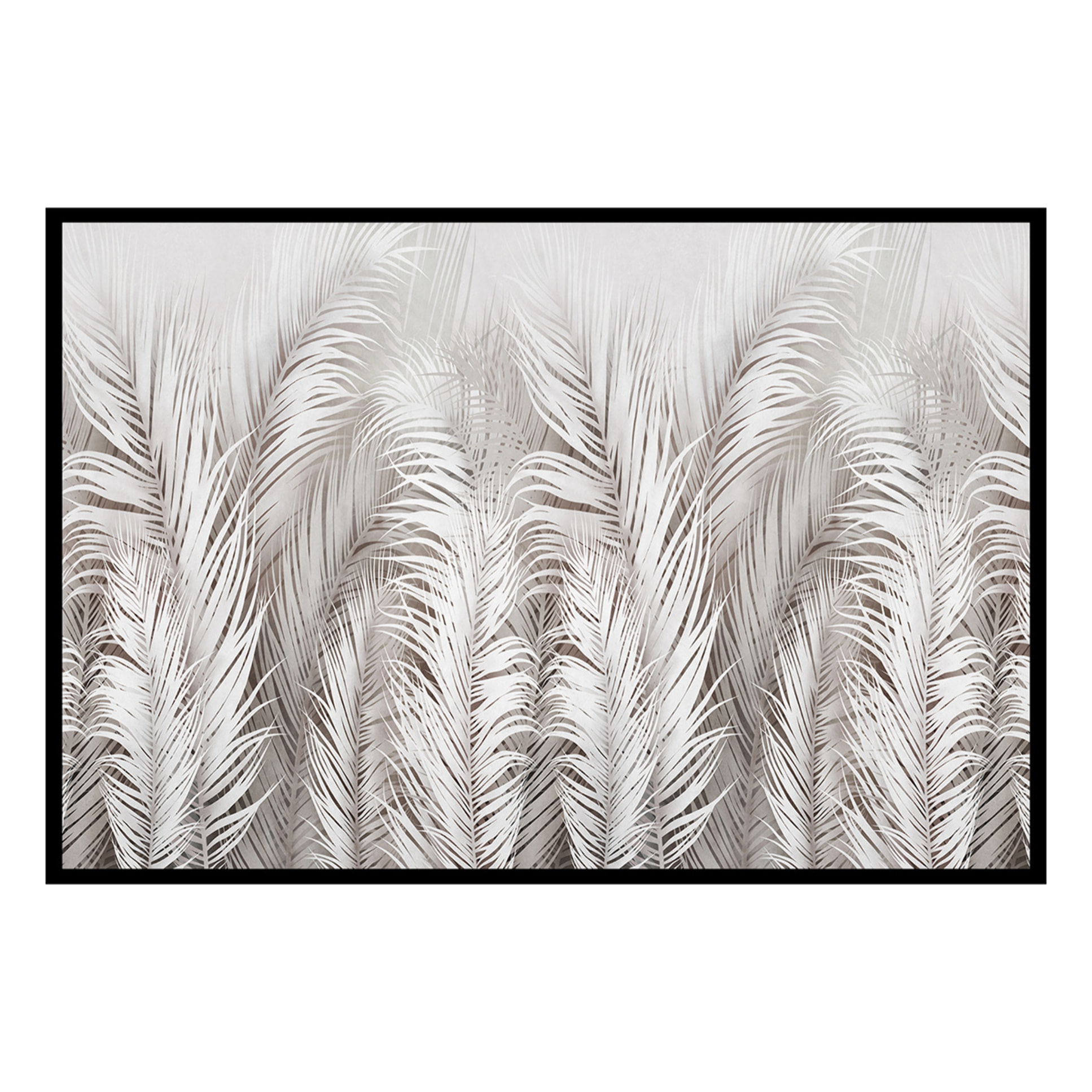 Affiche encadrée feuillage tropical gris clair Affiche + cadre en métal - Noir