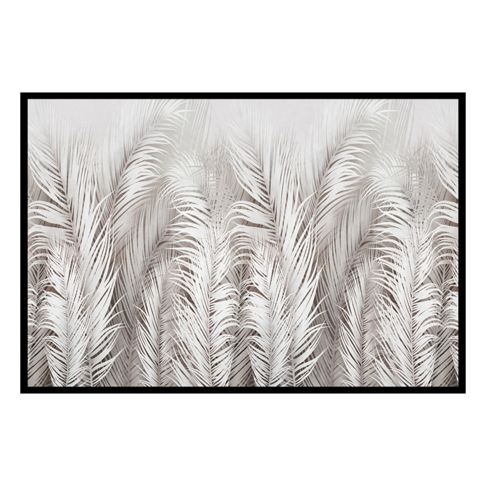 Affiche encadrée feuillage tropical gris clair Affiche + cadre en métal - Noir