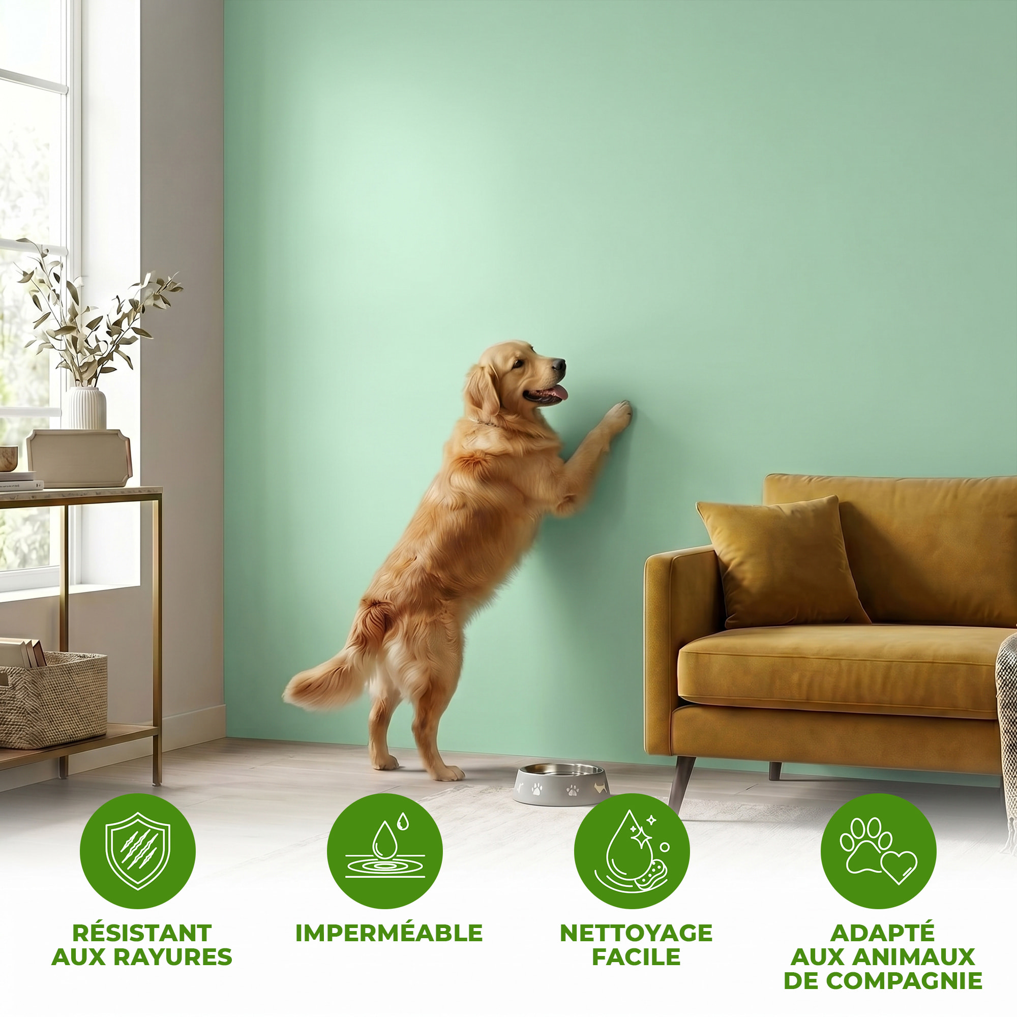 Rouleau adhésif décoratif Vinyle au Mètre - Menthe - Sticker Lavable Imperméable Mur Cuisine Meubles