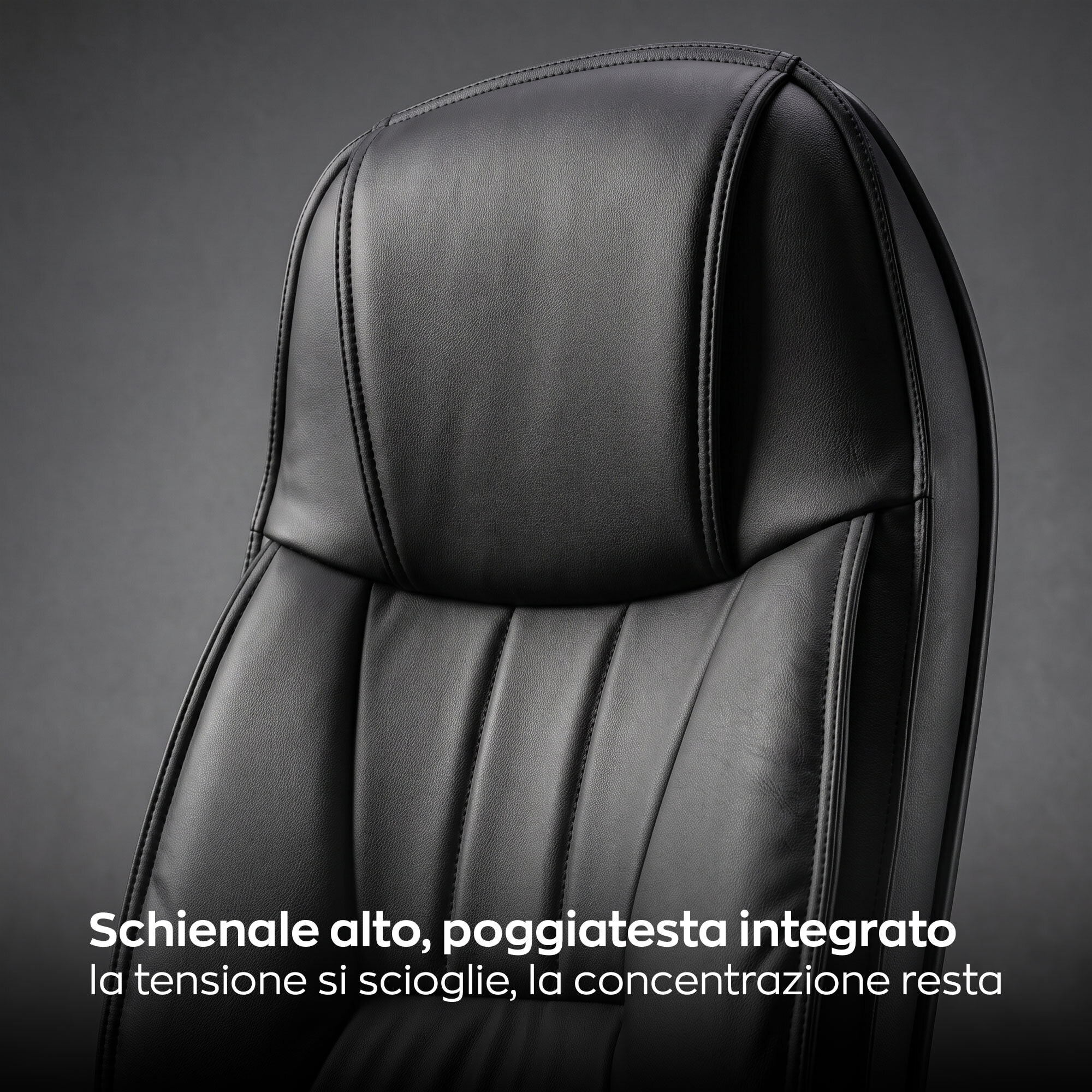 Yūto - Sedia Da Ufficio Ergonomica 50x131x47 cm Poltrona Direzionale Comoda con Ruote Girevoli in Similpelle Nera