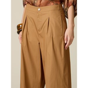 Oltre - Pantaloni palazzo in popeline - Beige