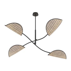 Lampada a sospensione Lotus in acciaio e tessuto effetto velluto