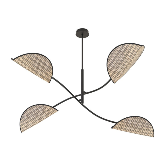 Lampada a sospensione Lotus in acciaio e tessuto effetto velluto
