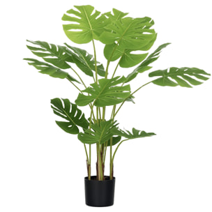 Arbre artificiel plante artificielle Monstera H. 120 cm tronc branches lichen feuilles de tortue grand réalisme pot inclus