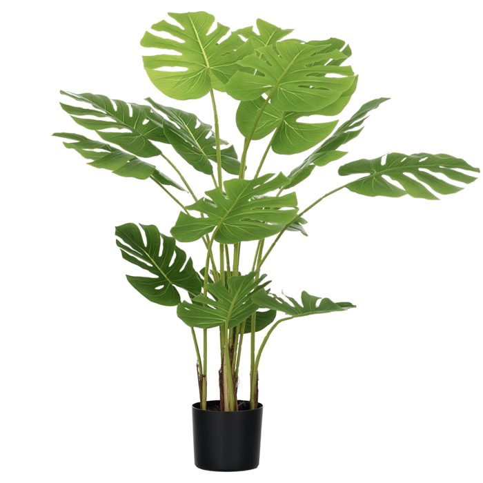 Arbre artificiel plante artificielle Monstera H. 120 cm tronc branches lichen feuilles de tortue grand réalisme pot inclus