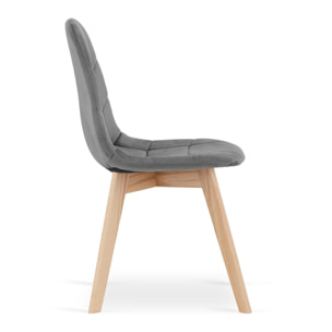 Sedia Bora in velluto grigio scuro con gambe in faggio
