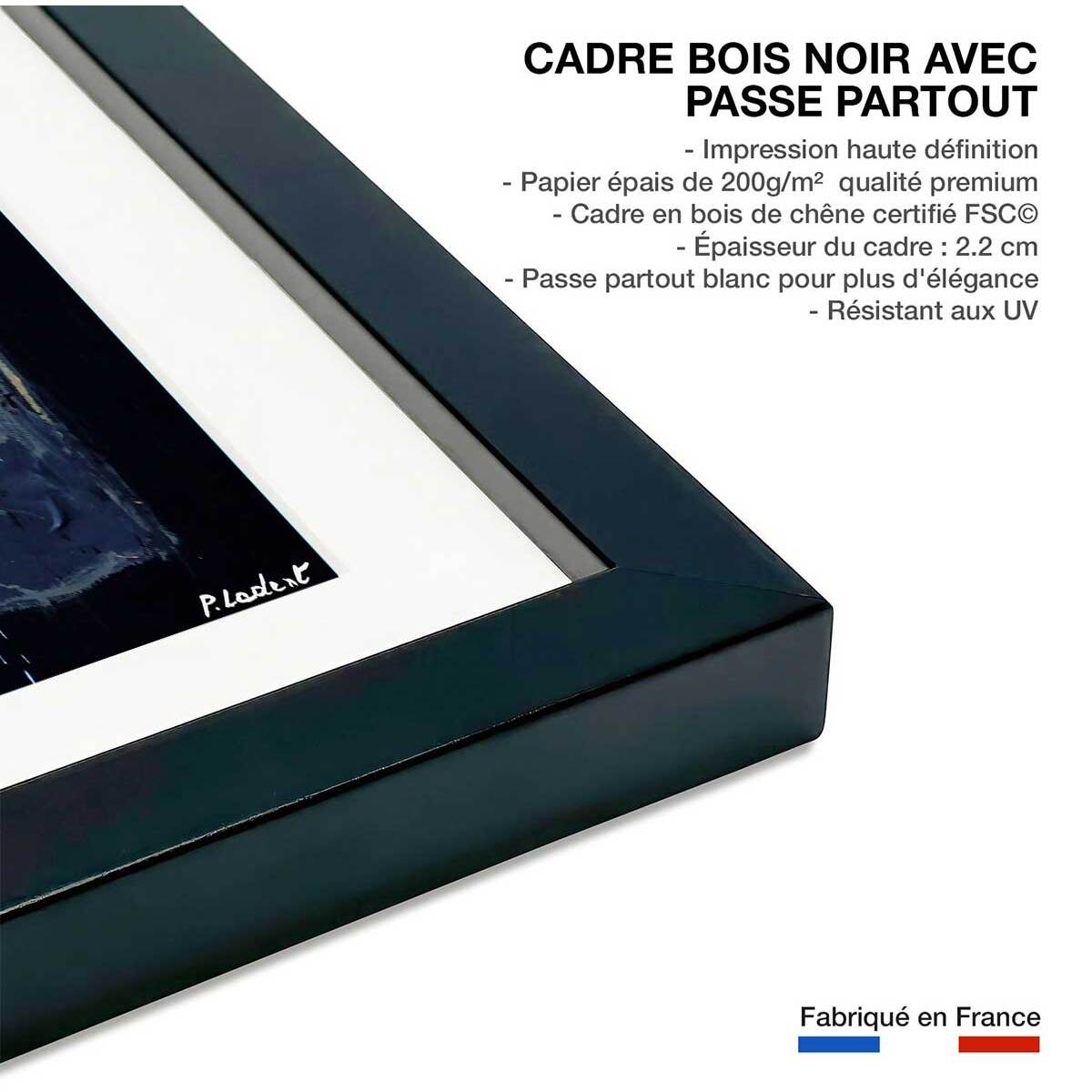 Affiche abstraite monochromatique de bleus Affiche sous cadre noir
