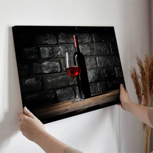 Tableau vin rouge bouteille et verre Toile imprimée
