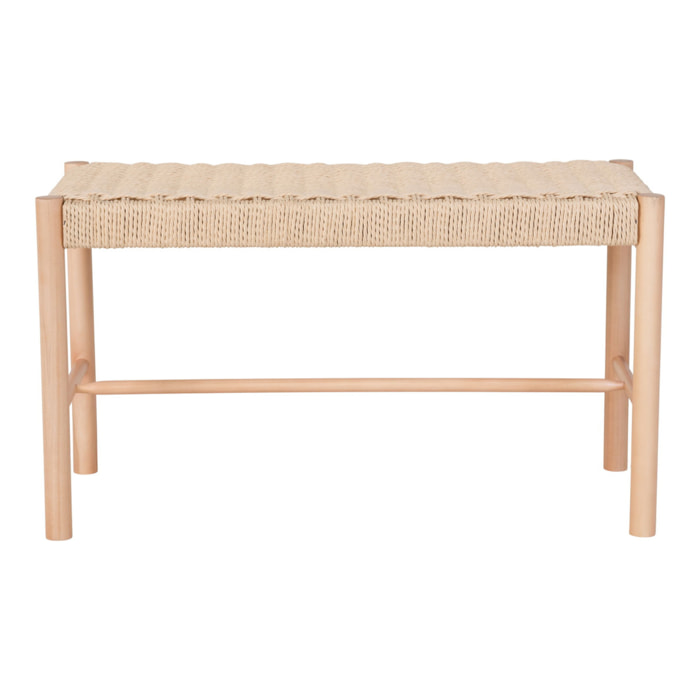 Panchina Abano con seduta in vimini naturale e struttura in pioppo, 80 cm
