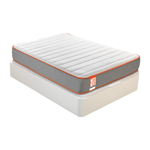 Colchón Sostenible HR Viscoelástico Soja Natural + Canapé Abatible Gran Capacidad Blanco Entrega, Montaje y Retirada usado incluido Pack ROCK · WHAT THE SLEEP