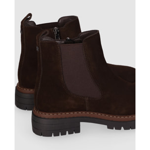 Botines de Serraje - Marron - Tacón: Bajo