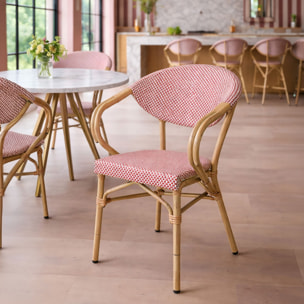 Lot de 2 fauteuils de table en aluminium et effet rotin rouge AMALFI