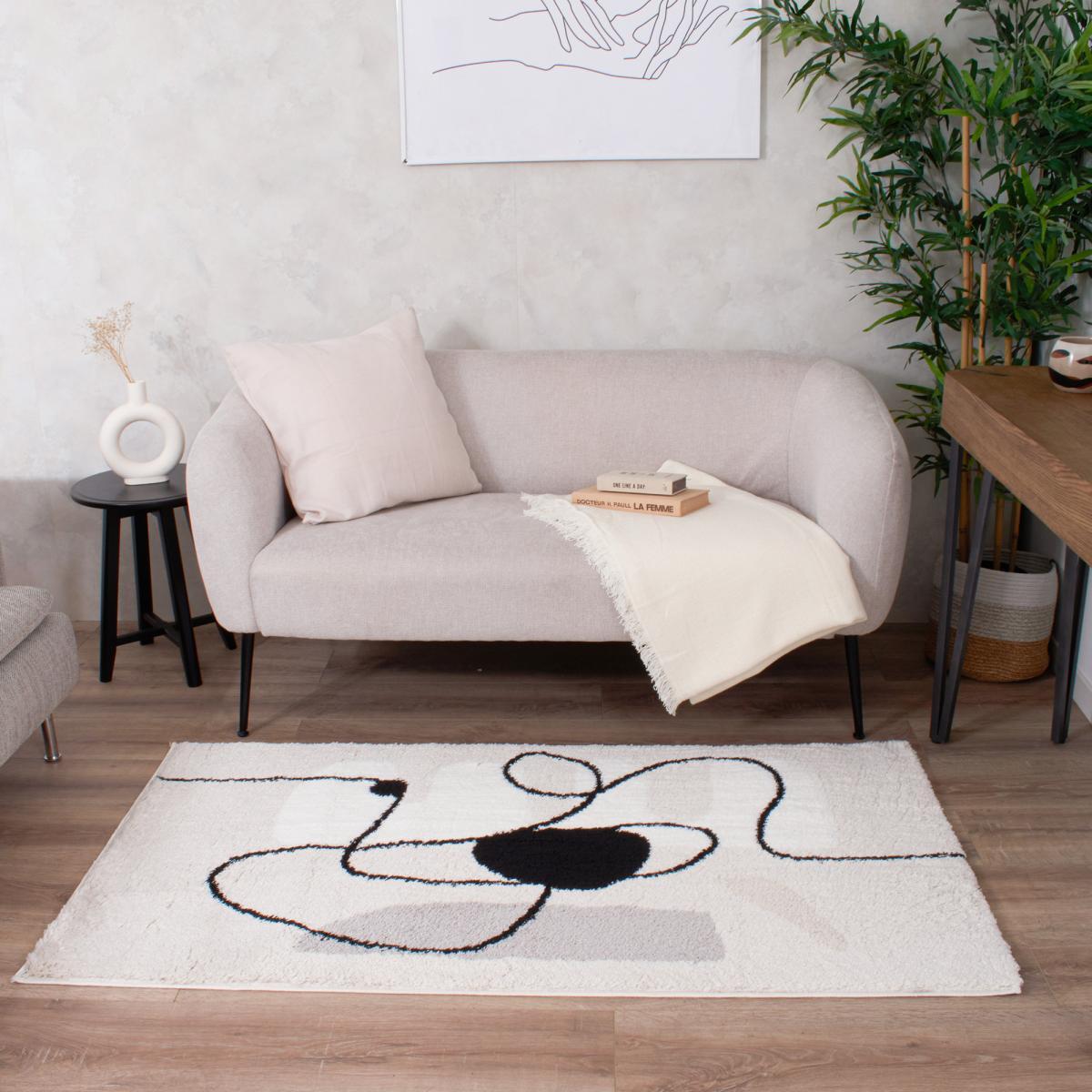 Tapis shaggy tissé motif géométrique MINE