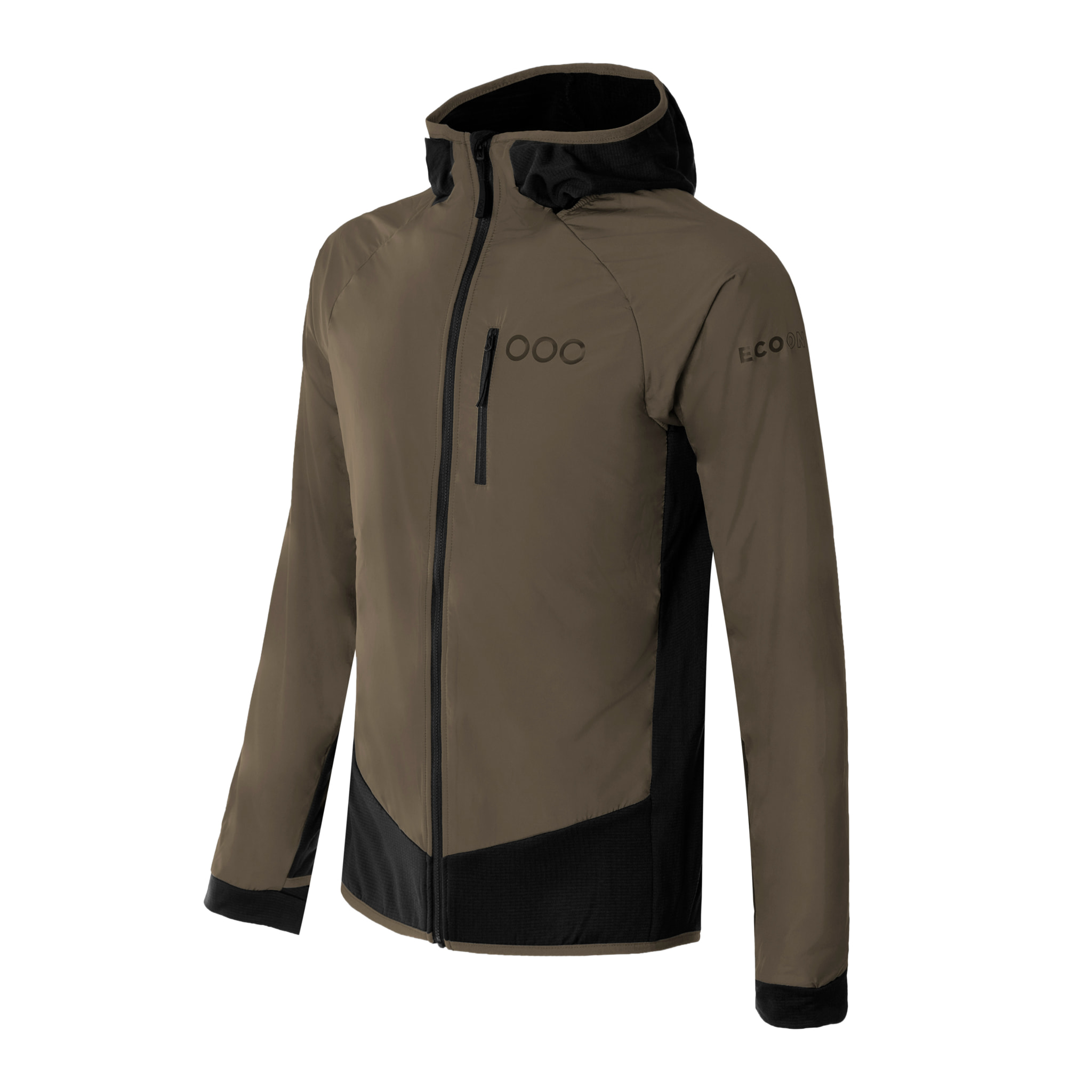 Chaqueta ECOActive Light Insulated Hybrid Jacket with cap marca ECOON - Caqui / Negro