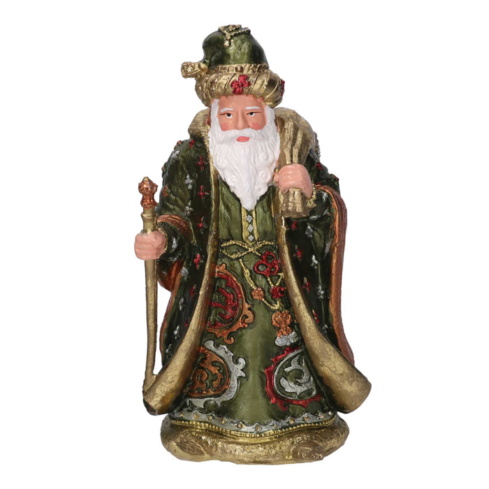 Babbo natale in resina verde oliva cm 12x10h20