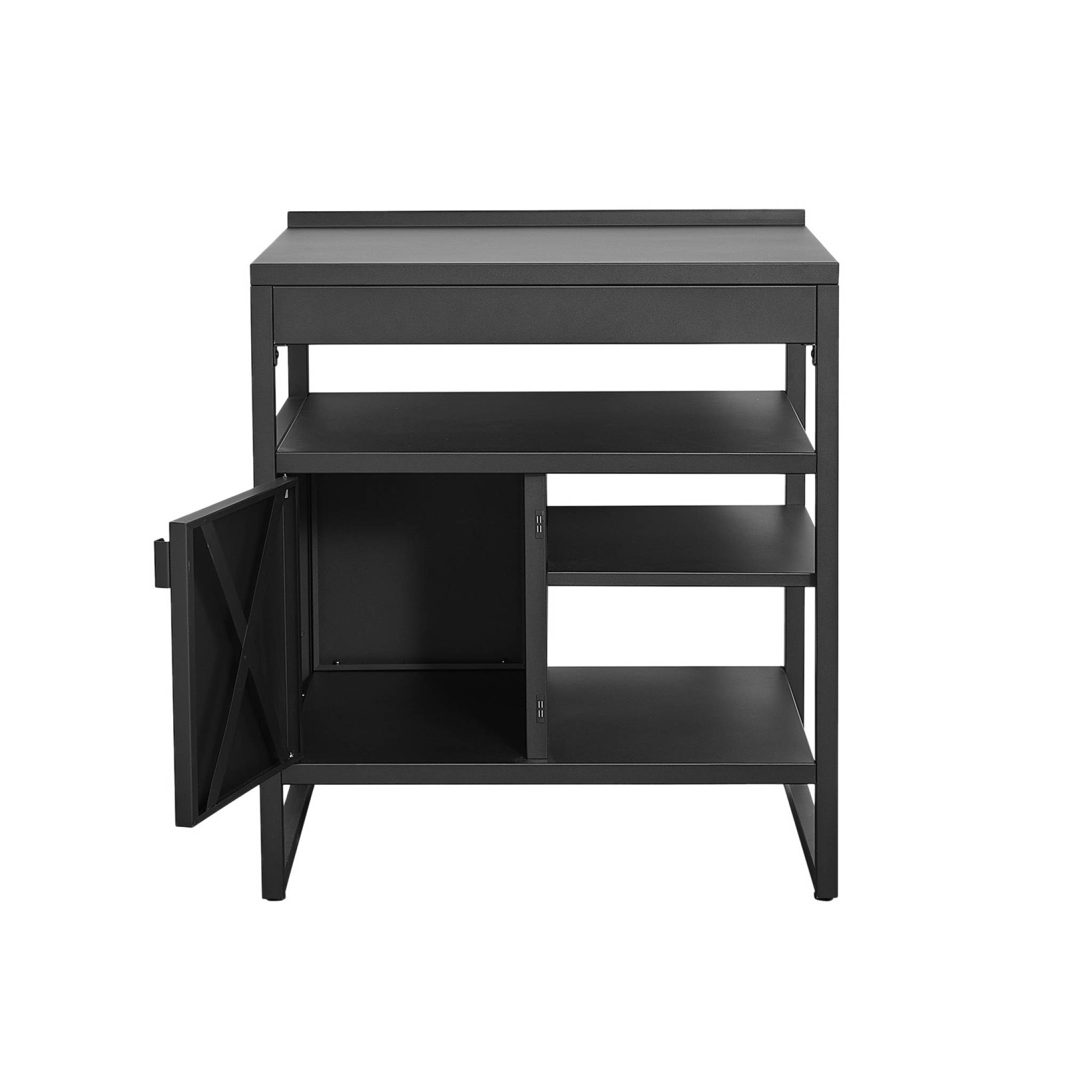 Cuisine extérieure acier 1 porte 3 étagères L80cm noir - Kea