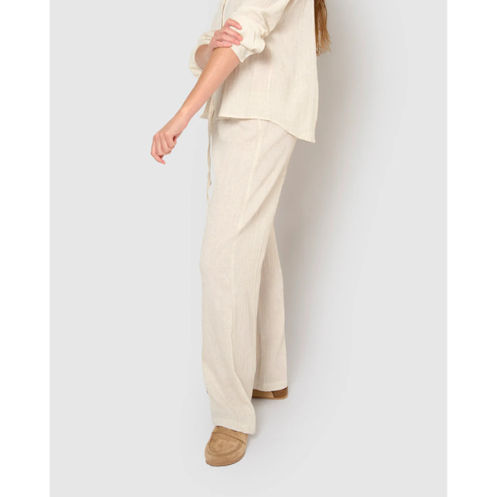 Pantalón algodón lino natural