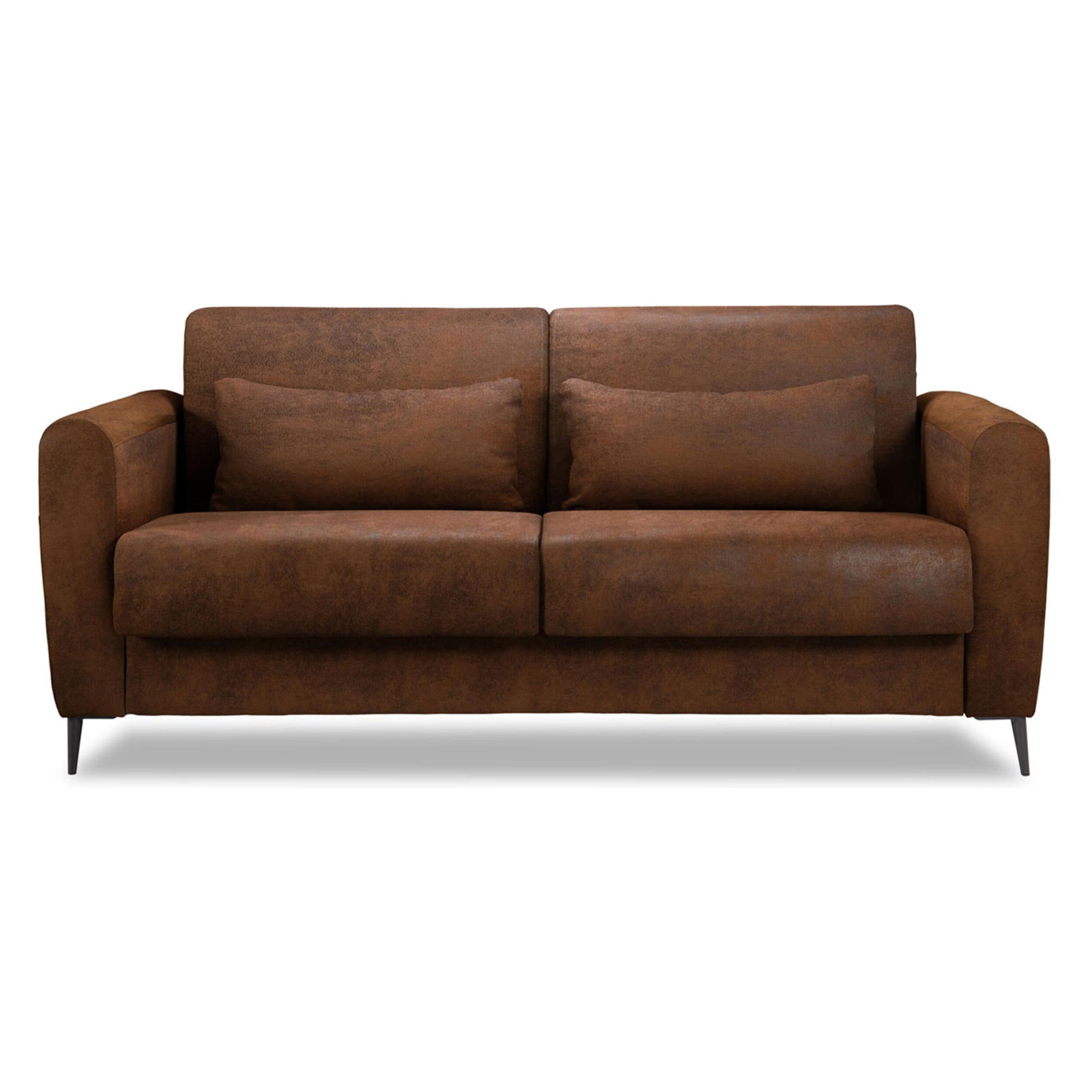 Allan - canapé lit 3 places convertible express couchage quotidien 140 cm matelas 12 cm en microfibre - Marron