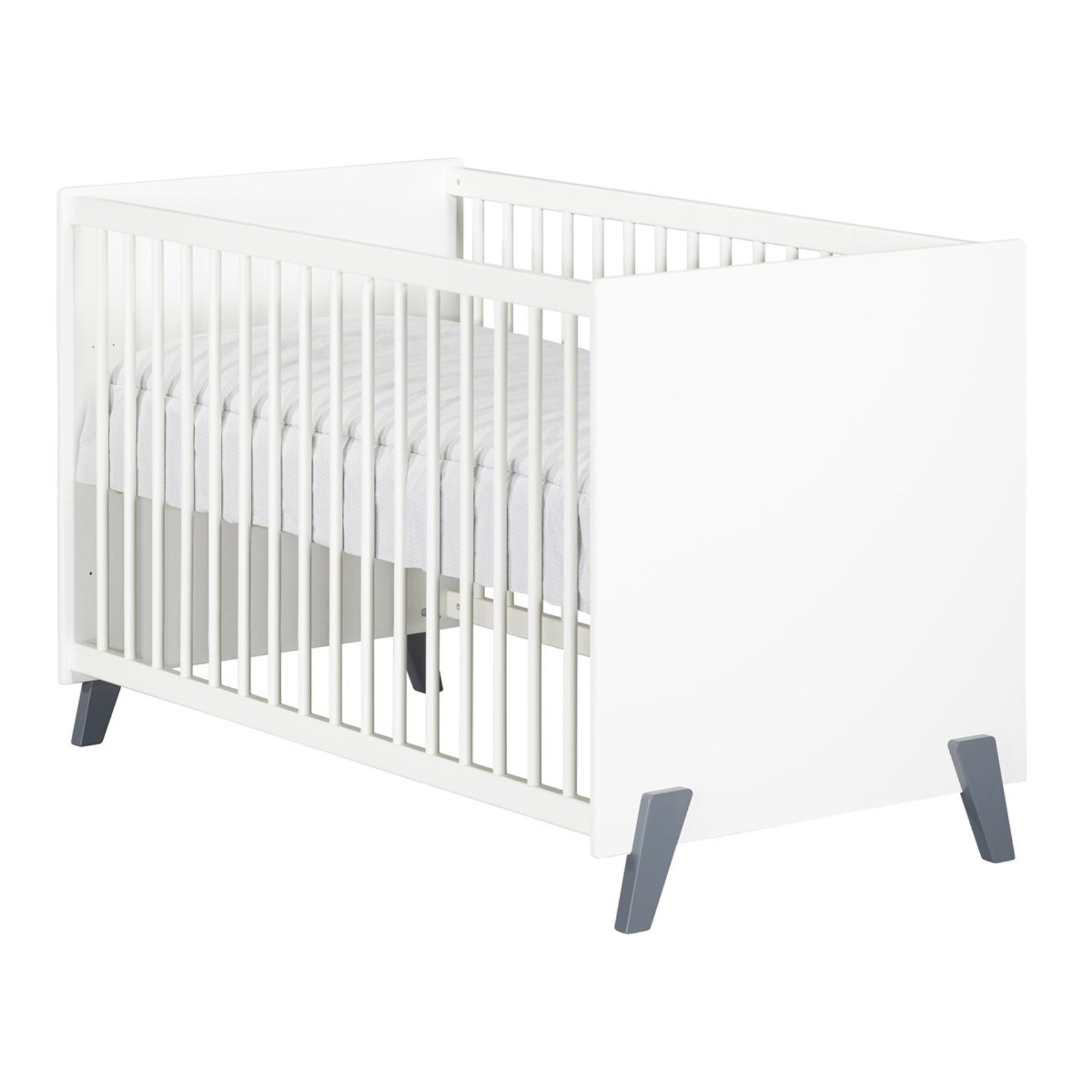 Lit bébé 120 x 60 sur pieds en bois blanc