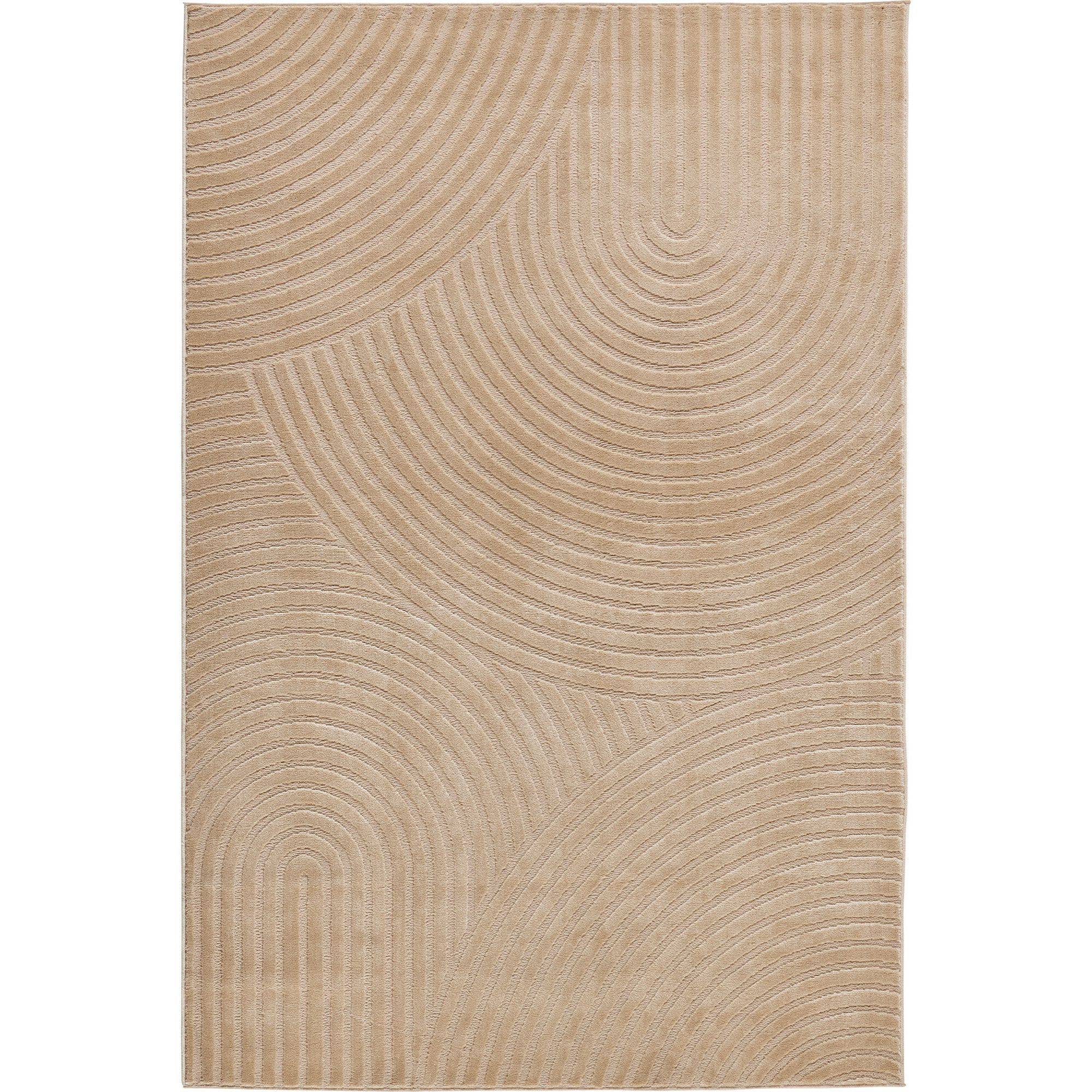 BLOOM - Tapis moderne poils ras motif arc en ciel en relief - Beige