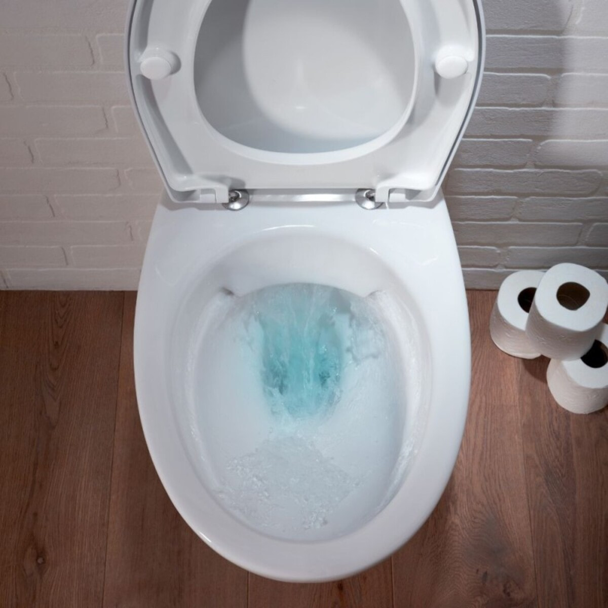 Pack WC suspendu sans bride Patio + tabouret physiologique blanc