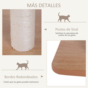 árbol Rascador para Gatos de Madera 71,5x49,5x120 cm con Cueva y Postes de Sisal