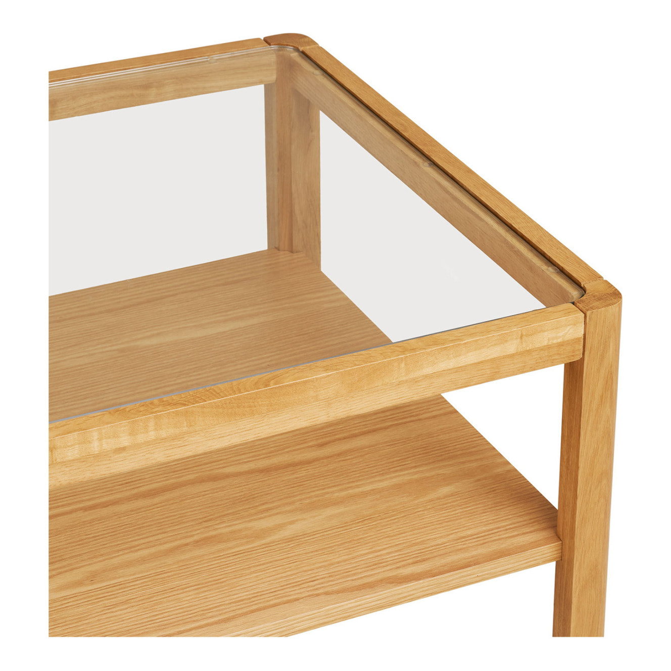 Tavolino da salotto Lourmarin in rovere e vetro temperato naturale 110×60 cm