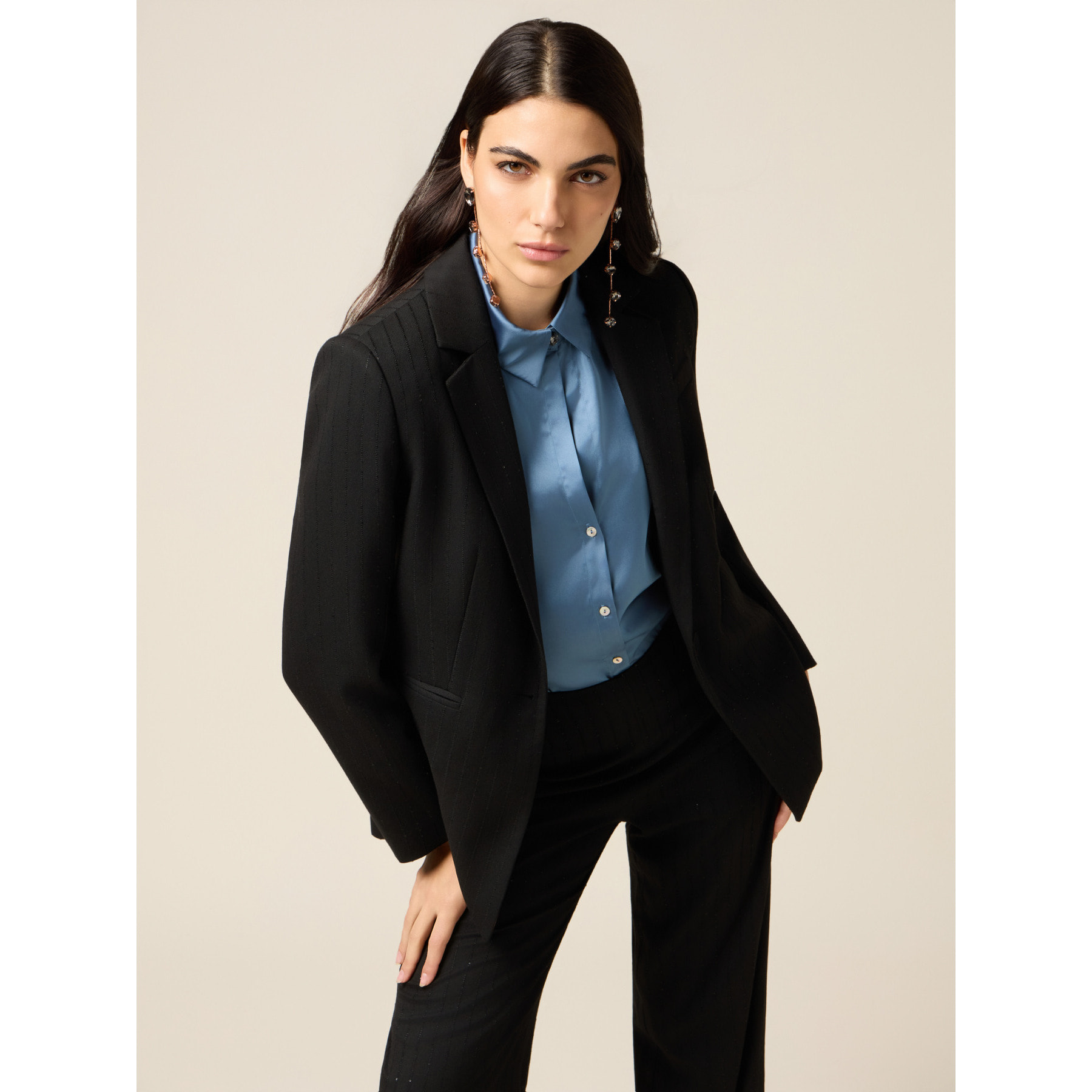 Oltre - Blazer con bordado de lentejuelas - Negro