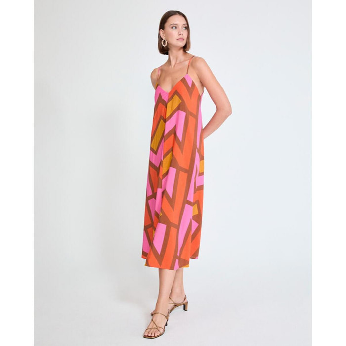 Abito senza spalline con scollo a V e logo