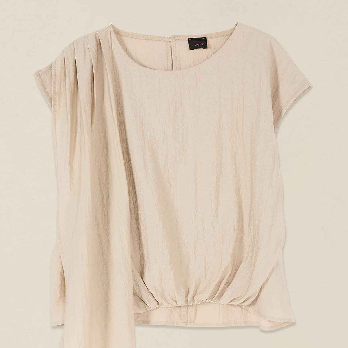 Oltre - Blusa in misto viscosa con drappeggio - Beige